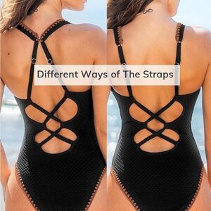 Cupshe Black Crisscross Back One Piece Swimsuit